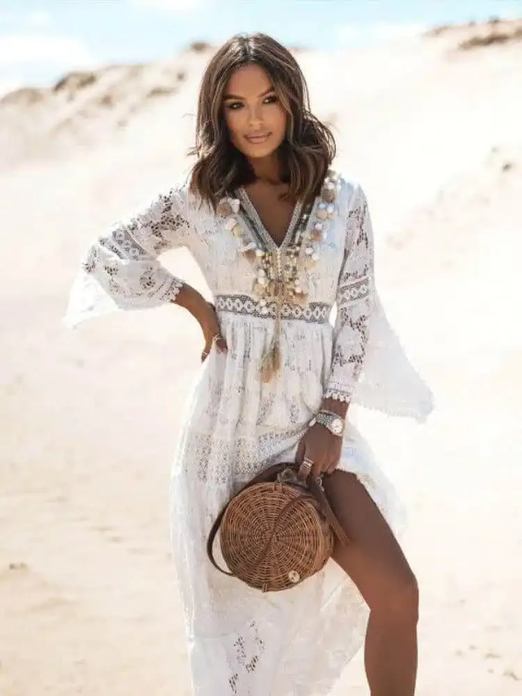 Lace Beach Maxi Dress sold by Boho Mood product image thumbnail 3