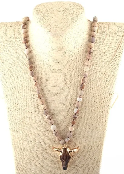 Boho Beaded Necklace - Horn Pendant sold by Boho Mood product image thumbnail 3