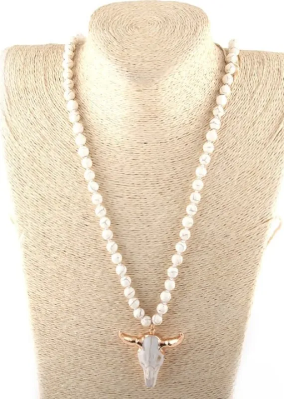 Boho Beaded Necklace - Horn Pendant sold by Boho Mood