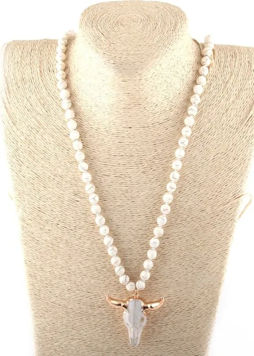 Boho Beaded Necklace - Horn Pendant sold by Boho Mood