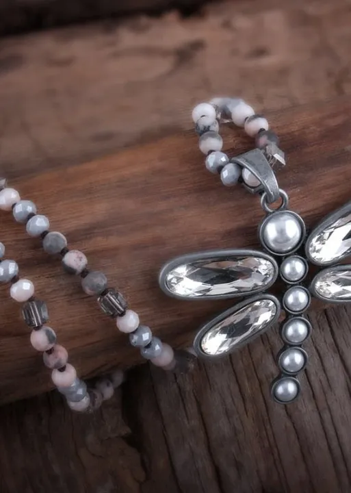 Boho Beaded Necklace - Dragonfly Blue Pendant sold by Boho Mood product image thumbnail 4