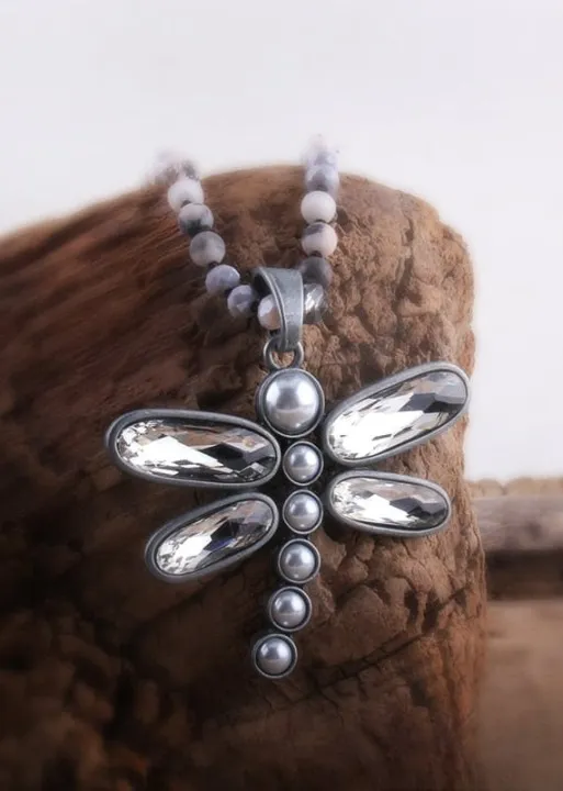 Boho Beaded Necklace - Dragonfly Blue Pendant sold by Boho Mood product image thumbnail 5