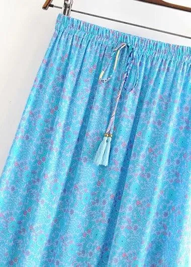 Boho maxi Skirt in Blue Peacock floral patterned sold by Boho Mood product image thumbnail 5