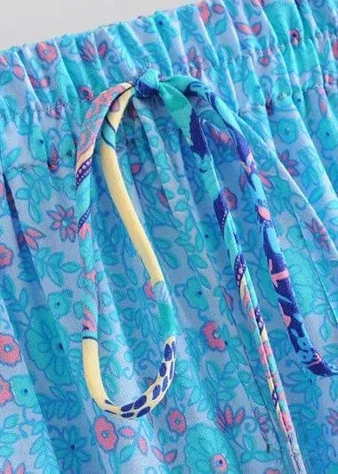 Boho maxi Skirt in Blue Peacock floral patterned sold by Boho Mood product image thumbnail 4