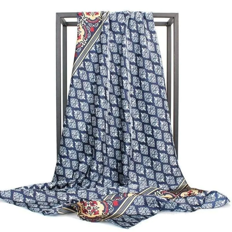 Boho retro Blue Scarf with prints sold by Boho Mood