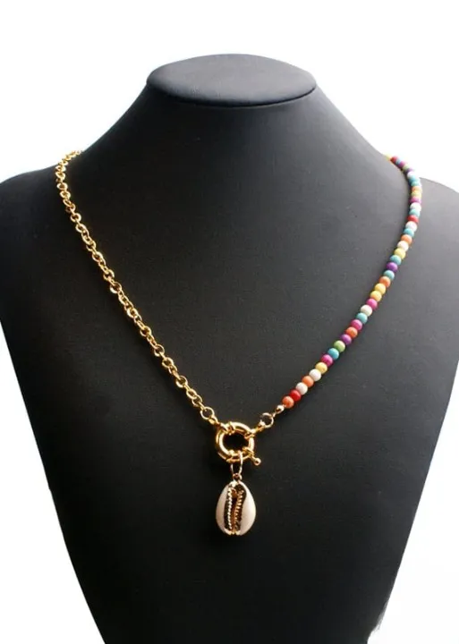 Boho Colorful Necklace - Gold Shell Pendant sold by Boho Mood product image thumbnail 2