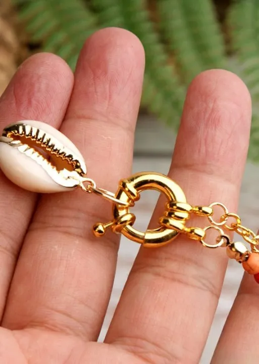 Boho Colorful Necklace - Gold Shell Pendant sold by Boho Mood product image thumbnail 4