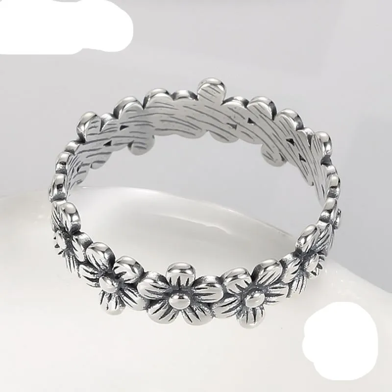 Boho Silver Daisies Ring sold by Boho Mood