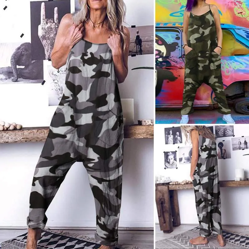 Boho Romper Camo Chic Drop-Crotch Jumpsuit sold by Boho Mood