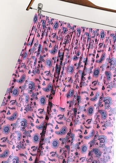 Pink Floral Boho maxi Skirt with Purple pattern sold by Boho Mood product image thumbnail 5