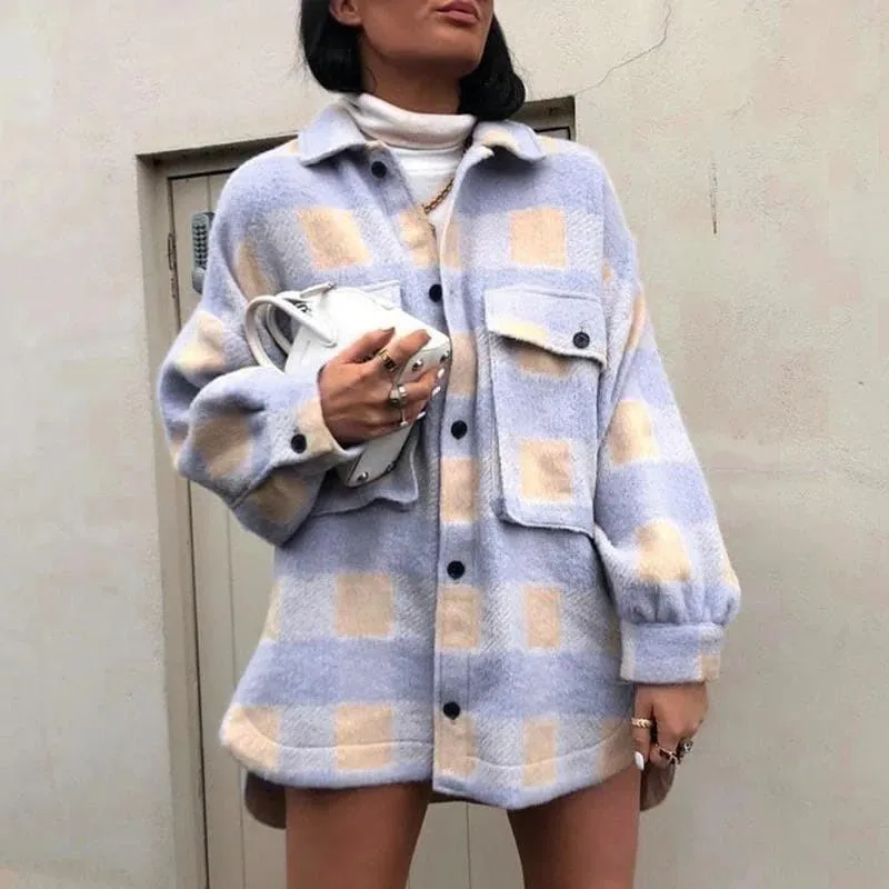 Boho Plaid Overshirt in Beige / Lavender sold by Boho Mood product image thumbnail 4