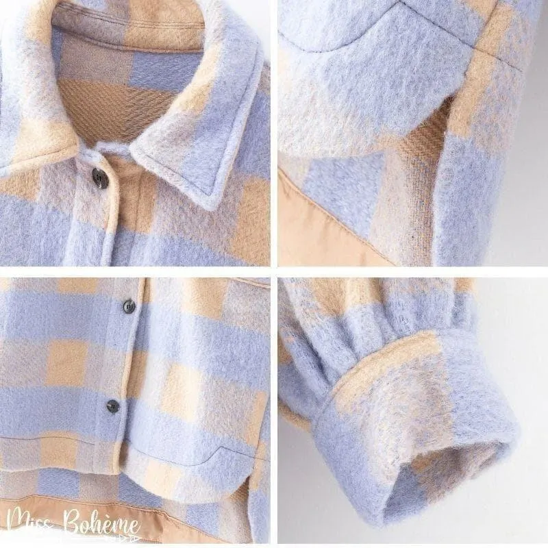 Boho Plaid Overshirt in Beige / Lavender sold by Boho Mood product image thumbnail 5