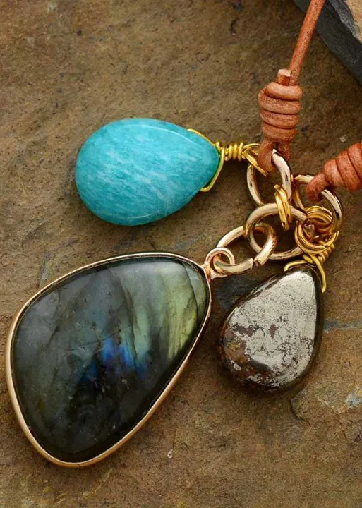 Boho Leather Necklace Pendant sold by Boho Mood product image thumbnail 3