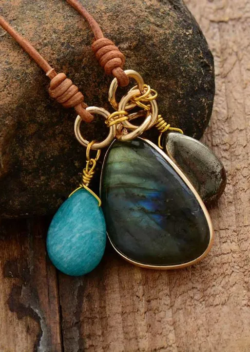 Boho Leather Necklace Pendant sold by Boho Mood product image thumbnail 4