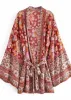 Boho Trendy Red Kimono floral Pattern sold by Boho Mood