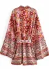 Boho Trendy Red Kimono floral Pattern sold by Boho Mood
