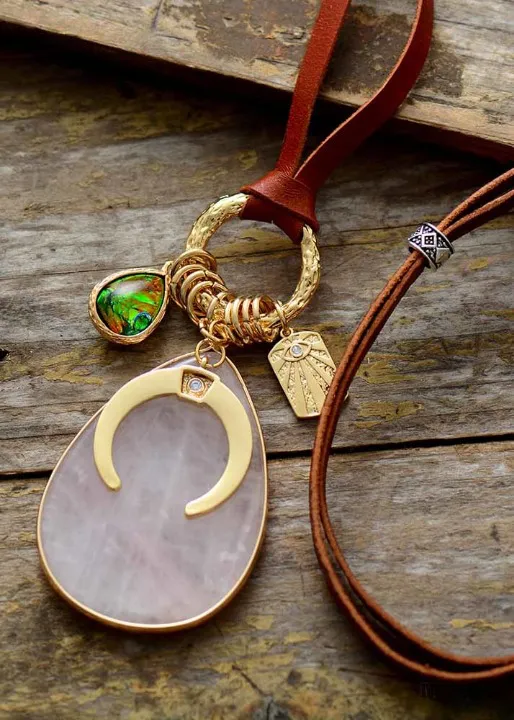 Leather Boho Necklace with Pendant sold by Boho Mood product image thumbnail 3