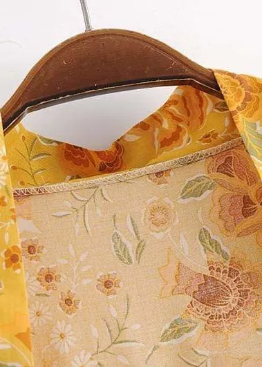 Elegant Yellow Floral Long Boho Kimono sold by Boho Mood product image thumbnail 5