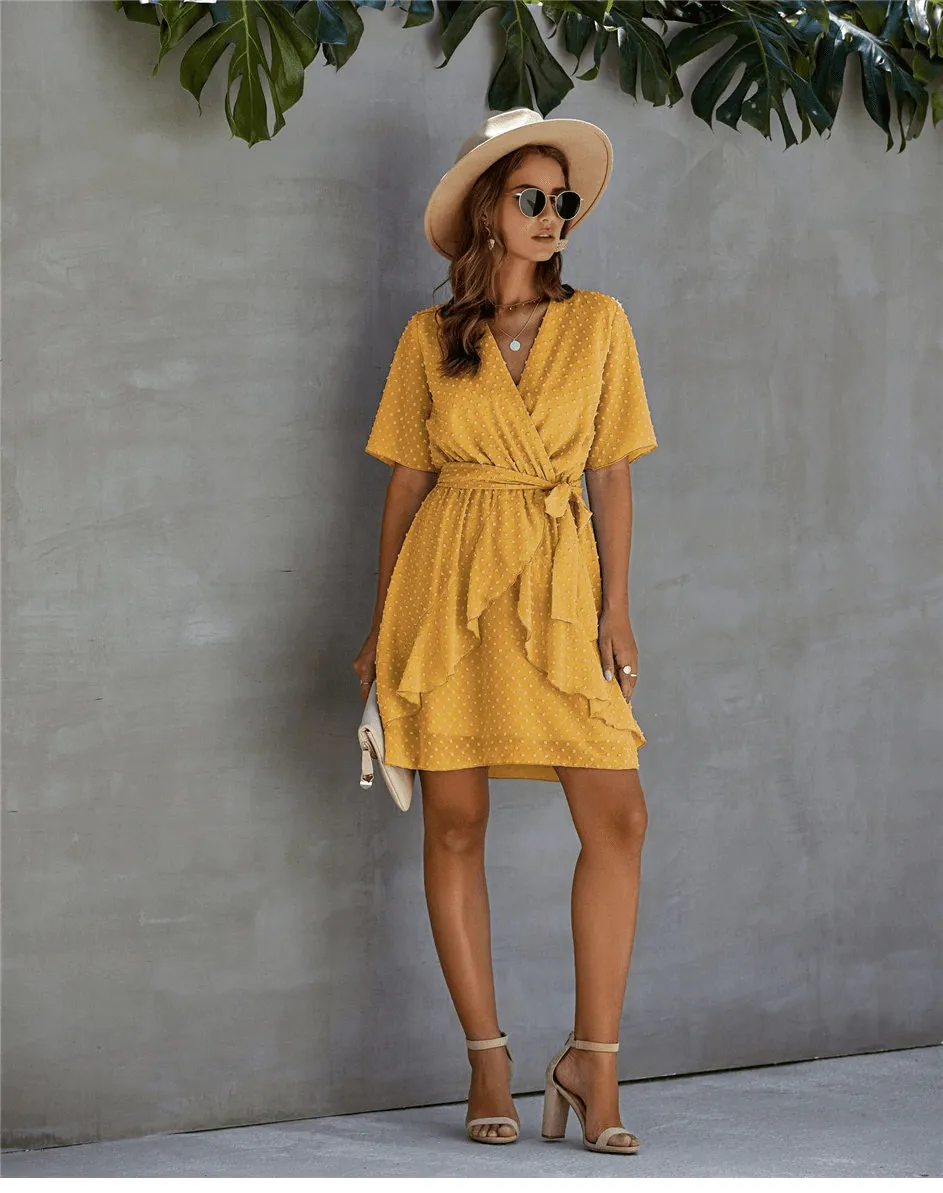 Yellow Mini Dress with Polka dots sold by Boho Mood product image thumbnail 5
