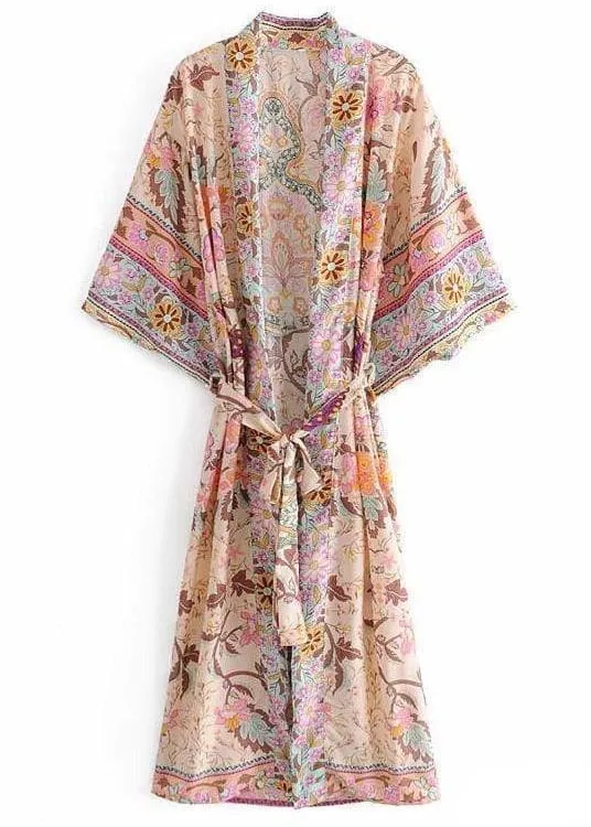 Long Stylish Floral Boho Kimono sold by Boho Mood