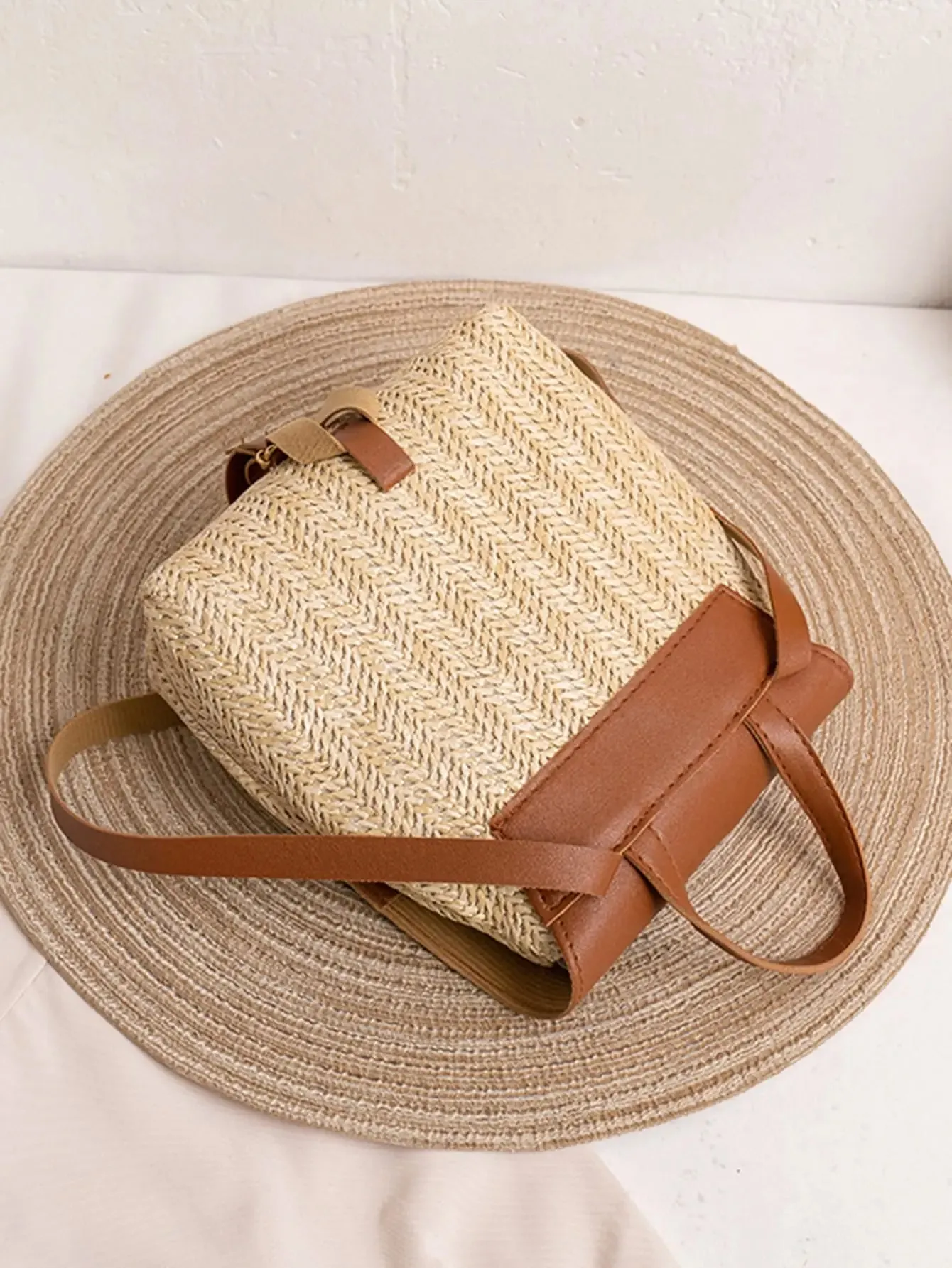 Leather and Straw Boho Backpack sold by Boho Mood product image thumbnail 3