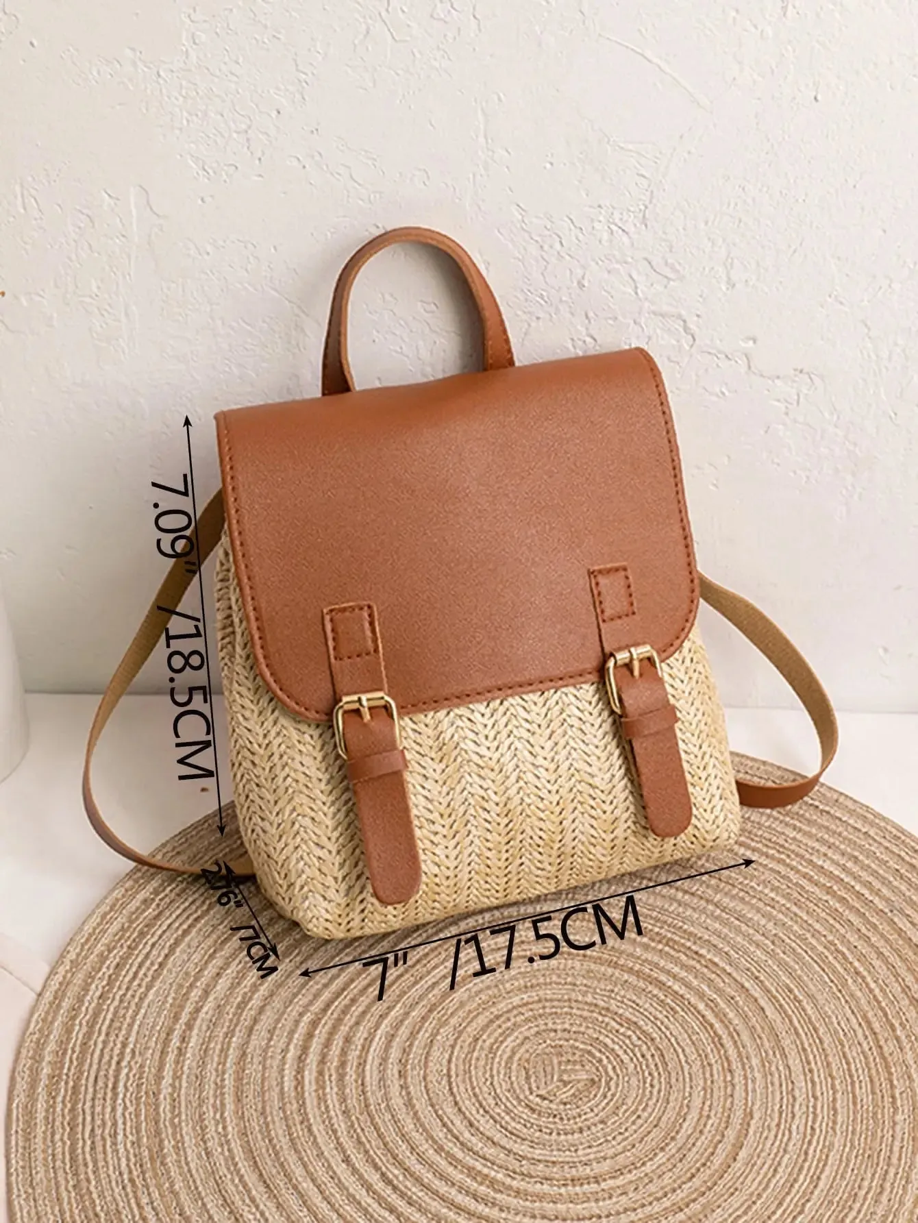 Leather and Straw Boho Backpack sold by Boho Mood product image thumbnail 4