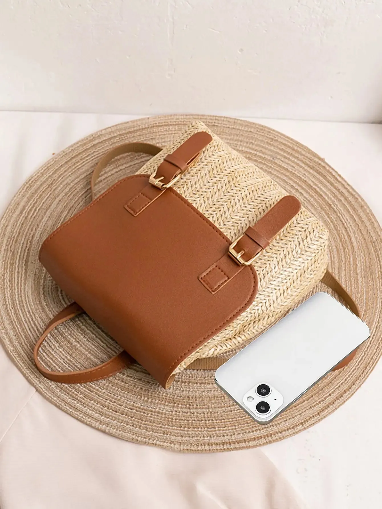 Leather and Straw Boho Backpack sold by Boho Mood product image thumbnail 5