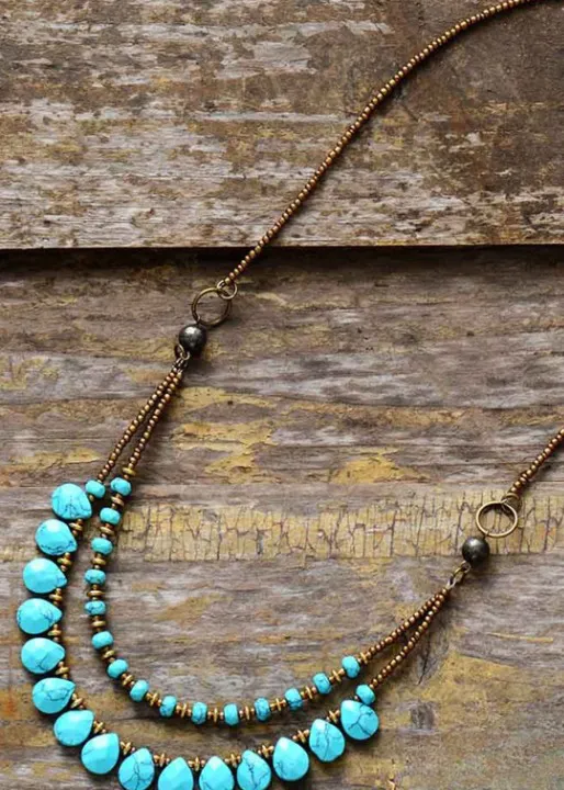 Boho Beads Vintage Necklace - 2 Layers sold by Boho Mood product image thumbnail 4