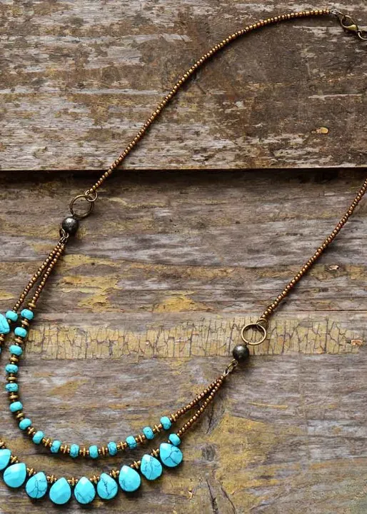 Boho Beads Vintage Necklace - 2 Layers sold by Boho Mood product image thumbnail 3