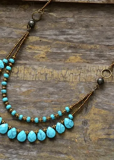 Boho Beads Vintage Necklace - 2 Layers sold by Boho Mood product image thumbnail 2