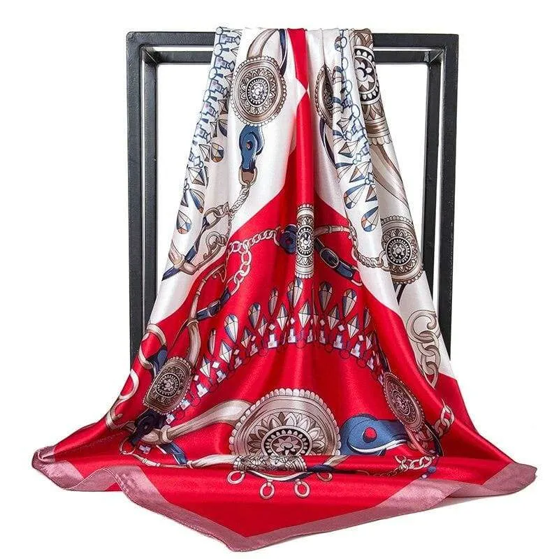 Boho red white Scarf vintage pattern chains sold by Boho Mood