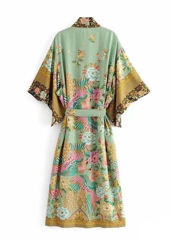 Pretty Long Boho Kimono Colorful Floral sold by Boho Mood product image thumbnail 2
