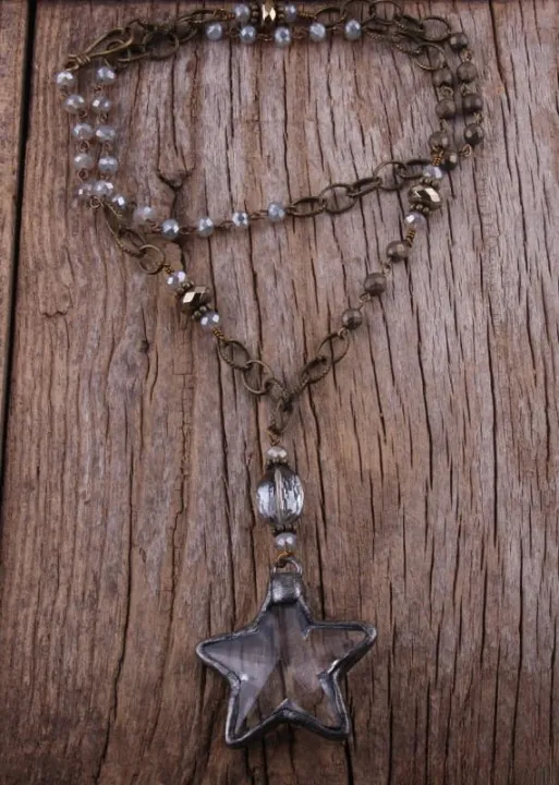 Boho Necklace Long- Crystal Pendant sold by Boho Mood product image thumbnail 5