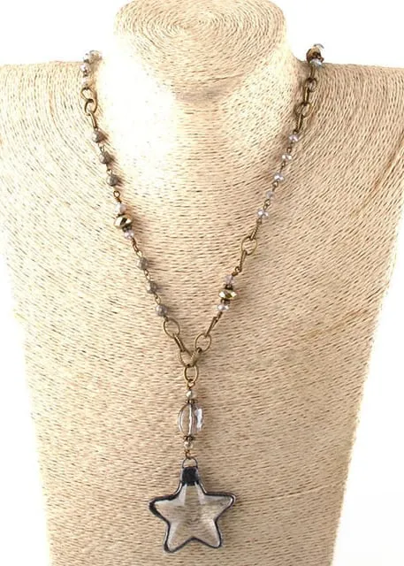 Boho Necklace Long- Crystal Pendant sold by Boho Mood