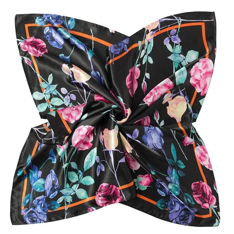 Boho Vintage Scarf Black colorful floral print sold by Boho Mood product image thumbnail 2