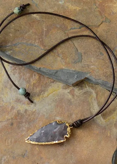 Long Boho Necklace - Jasper Arrowhead Pendant sold by Boho Mood product image thumbnail 3