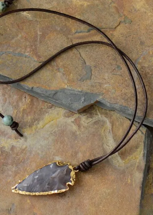 Long Boho Necklace - Jasper Arrowhead Pendant sold by Boho Mood product image thumbnail 2