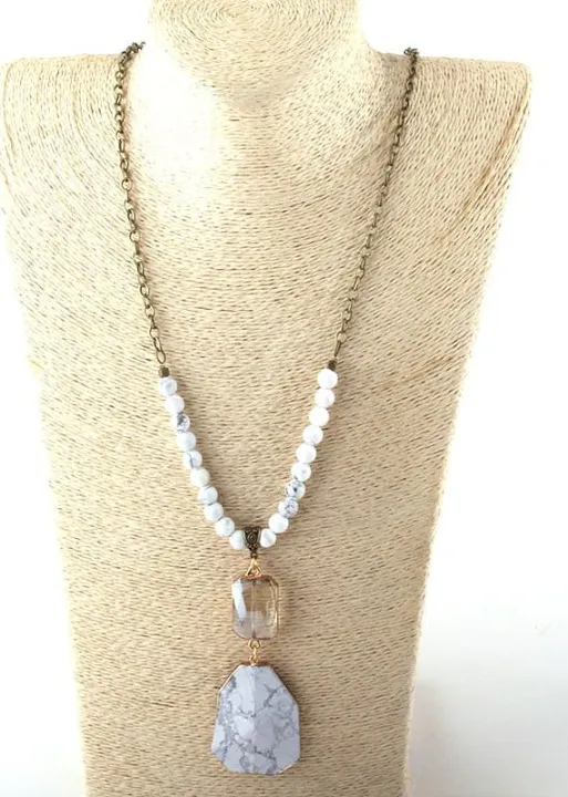 Long Boho Necklace Crystal Pendant sold by Boho Mood product image thumbnail 3