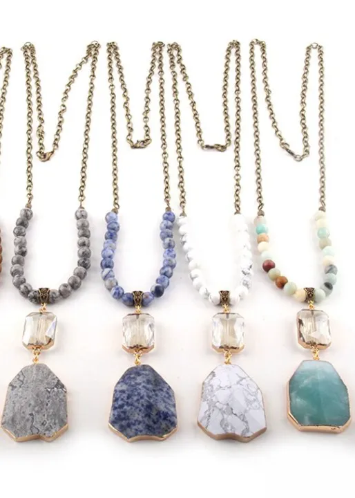 Long Boho Necklace Crystal Pendant sold by Boho Mood product image thumbnail 4