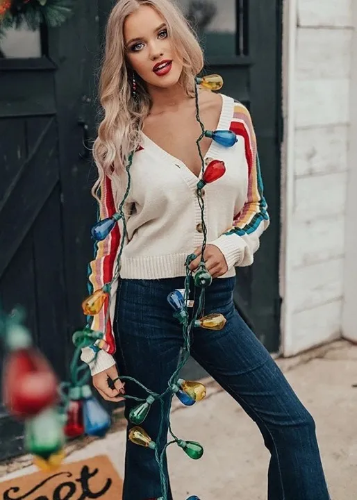 Boho Crop Cardigan Buttoned Long Sleeve sold by Boho Mood product image thumbnail 5