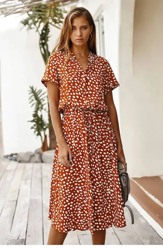 Mid-Length Boho Dress with Leopard Print sold by Boho Mood