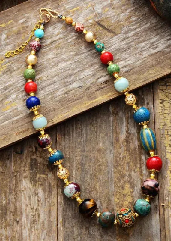 Boho Gold Ethnic Necklace sold by Boho Mood