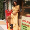 Maxi Long Bohemian Split Dress in Yellow sold by Boho Mood