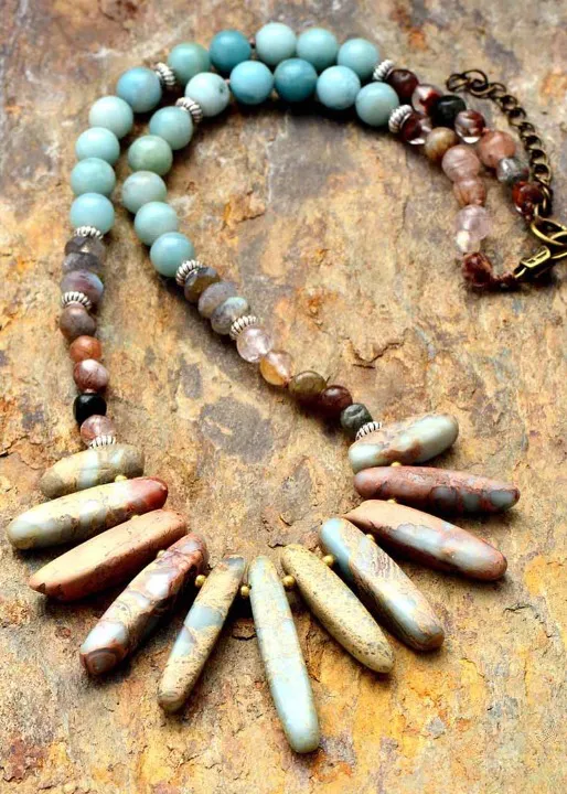 Boho Beaded Necklace - Natural Stone sold by Boho Mood