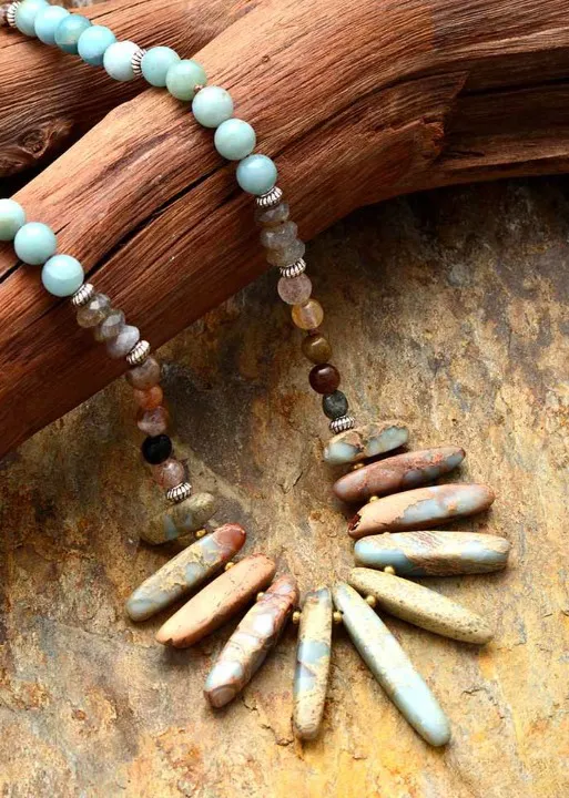 Boho Beaded Necklace - Natural Stone sold by Boho Mood product image thumbnail 5