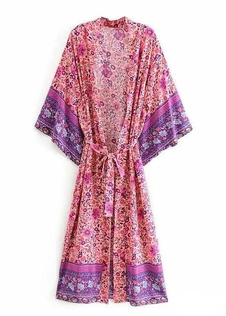 Pretty Boho Kimono Pink floral sold by Boho Mood product image thumbnail 3