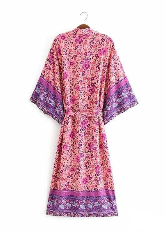 Pretty Boho Kimono Pink floral sold by Boho Mood product image thumbnail 2