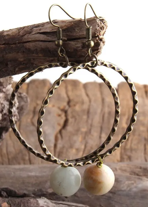 Boho Vintage Earrings - Natural Stone sold by Boho Mood product image thumbnail 4