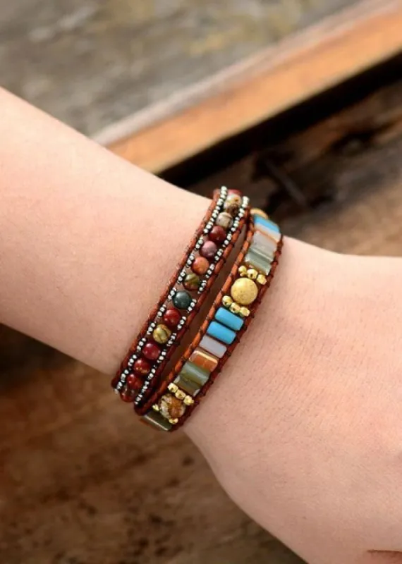 Boho Bracelet - Crystal Brown Stone sold by Boho Mood