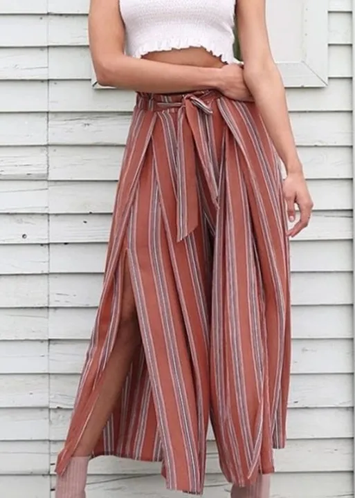Boho Loose striped Pants with side slit sold by Boho Mood product image thumbnail 4